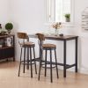 Swivel Bar Stool, High Bar Stool With Backrest, PU Soft Seat Cushion, Industrial, Thickened Iron Frame, Footrest. Rustic Brown, 13.4''Dia x 40.5'' H.
