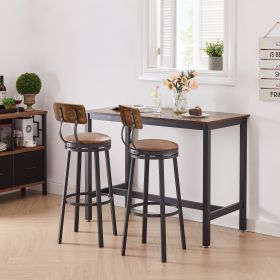Swivel Bar Stool, High Bar Stool With Backrest, PU Soft Seat Cushion, Industrial, Thickened Iron Frame, Footrest. Rustic Brown, 13.4''Dia x 40.5'' H.
