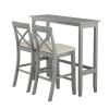 TOPMAX Farmhouse 48"Rectangular Wood Bar Height Dining Set Kitchen Breakfast Nook with 2 Chairs for Small Places,Gray
