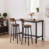 Swivel bar stool set of 2 with backrest, industrial style, metal frame, 29.5'' high.(Rustic Brown, 13.4''w x 40.5''h)