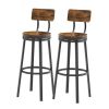 Swivel bar stool set of 2 with backrest, industrial style, metal frame, 29.5'' high.(Rustic Brown, 13.4''w x 40.5''h)