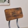 Swivel bar stool set of 2 with backrest, industrial style, metal frame, 29.5'' high.(Rustic Brown, 13.4''w x 40.5''h)