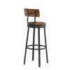 Swivel bar stool set of 2 with backrest, industrial style, metal frame, 29.5'' high.(Rustic Brown, 13.4''w x 40.5''h)