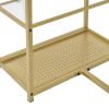 TREXM 3-piece Modern Pub Set with Faux Marble Countertop and Bar Stools, White/Gold