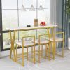 TOPMAX Modern 4-Piece Counter Height Extra Long Console Bar Dining Table Set with 3 Padded Stools for Small Places, Gold