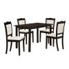 TREXM 5-Piece Wood Dining Table Set Simple Style Kitchen Dining Set Rectangular Table with Upholstered Chairs for Limited Space (Espresso)