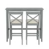 TOPMAX Farmhouse 48"Rectangular Wood Bar Height Dining Set Kitchen Breakfast Nook with 2 Chairs for Small Places,Gray
