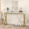 TOPMAX Modern 4-Piece Counter Height Extra Long Console Bar Dining Table Set with 3 Padded Stools for Small Places, Gold