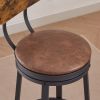 Swivel Bar Stool, High Bar Stool With Backrest, PU Soft Seat Cushion, Industrial, Thickened Iron Frame, Footrest. Rustic Brown, 13.4''Dia x 40.5'' H.