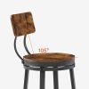 Swivel bar stool set of 2 with backrest, industrial style, metal frame, 29.5'' high.(Rustic Brown, 13.4''w x 40.5''h)