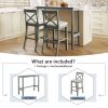 TOPMAX Farmhouse 48"Rectangular Wood Bar Height Dining Set Kitchen Breakfast Nook with 2 Chairs for Small Places,Gray