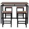 TREXM 5-Piece Kitchen Counter Height Table Set, Dining Table with 4 Chairs (Dark Brown)