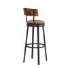 Swivel Bar Stool, High Bar Stool With Backrest, PU Soft Seat Cushion, Industrial, Thickened Iron Frame, Footrest. Rustic Brown, 13.4''Dia x 40.5'' H.