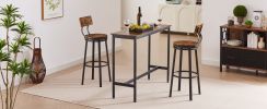 Swivel bar stool set of 2 with backrest, industrial style, metal frame, 29.5'' high.(Rustic Brown, 13.4''w x 40.5''h)