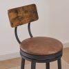Swivel Bar Stool, High Bar Stool With Backrest, PU Soft Seat Cushion, Industrial, Thickened Iron Frame, Footrest. Rustic Brown, 13.4''Dia x 40.5'' H.