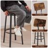 Swivel Bar Stool, High Bar Stool With Backrest, PU Soft Seat Cushion, Industrial, Thickened Iron Frame, Footrest. Rustic Brown, 13.4''Dia x 40.5'' H.