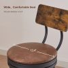 Swivel Bar Stool, High Bar Stool With Backrest, PU Soft Seat Cushion, Industrial, Thickened Iron Frame, Footrest. Rustic Brown, 13.4''Dia x 40.5'' H.