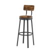 Swivel bar stool set of 2 with backrest, industrial style, metal frame, 29.5'' high.(Rustic Brown, 13.4''w x 40.5''h)