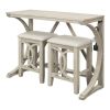 TOPMAX Farmhouse 3-Piece Counter Height Dining Table Set with USB Port and Upholstered Stools,Cream