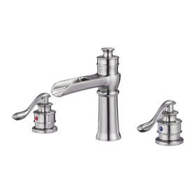 8 in. Waterfall Widespread 2-Handle Bathroom Faucet With Supply Line in Spot Resist Brushed Nickel (2-Handle Bathroom Faucet: Brushed Nickel)